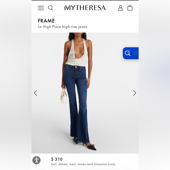 Frame Le High High-Rise Stretch Flare Jeans Size 32 in Majesty Dark Indigo - Picture 2 of 13